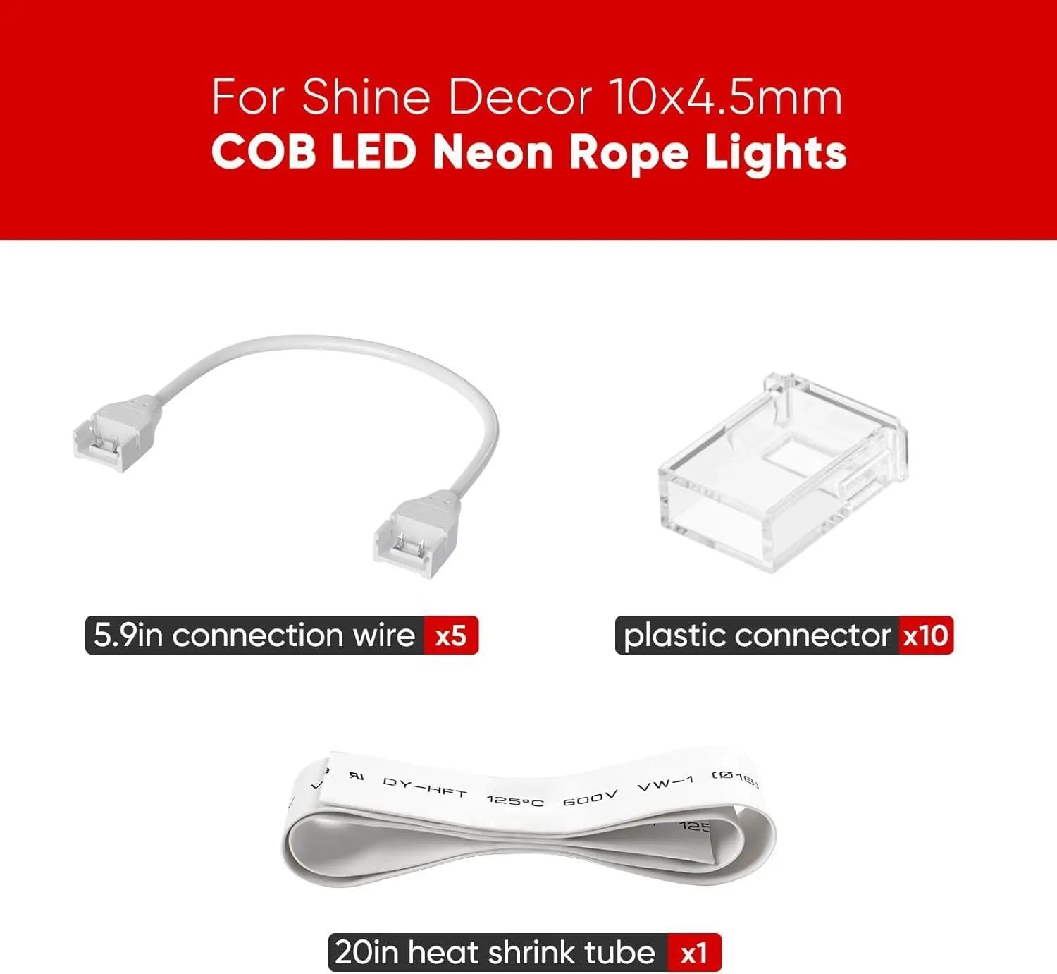 Connector Kit for 120V 10x4.5mm COB Neon/COB Strip - Shine Decor