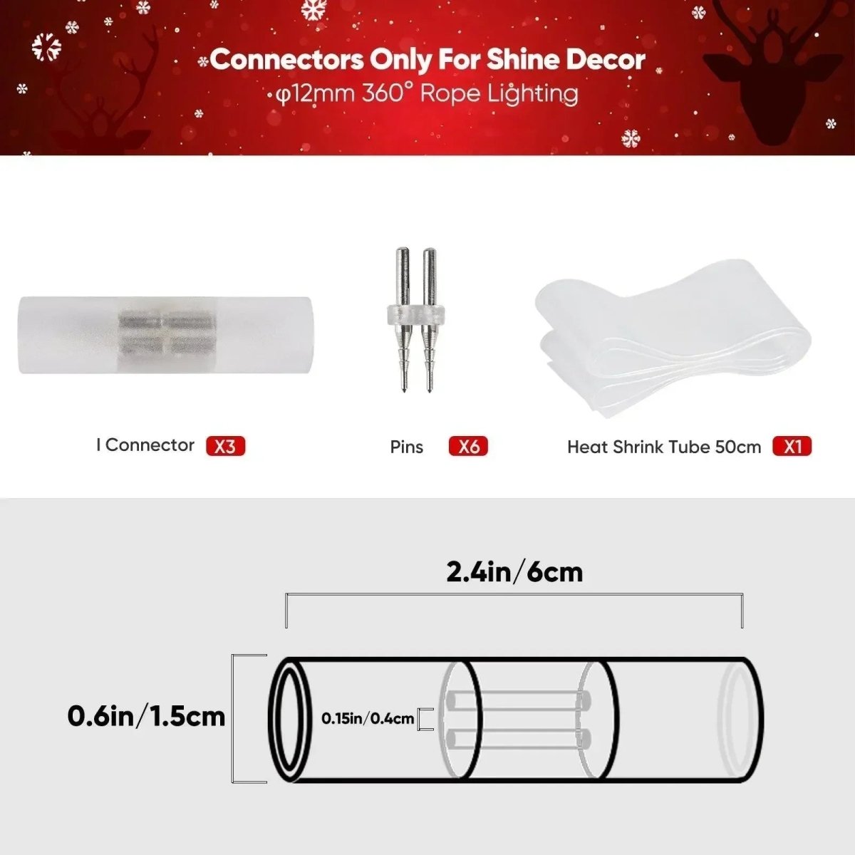 Connector Pack For 110V Candy Cane LED Rope Light and Patriotic Rope Light - Shine Decor