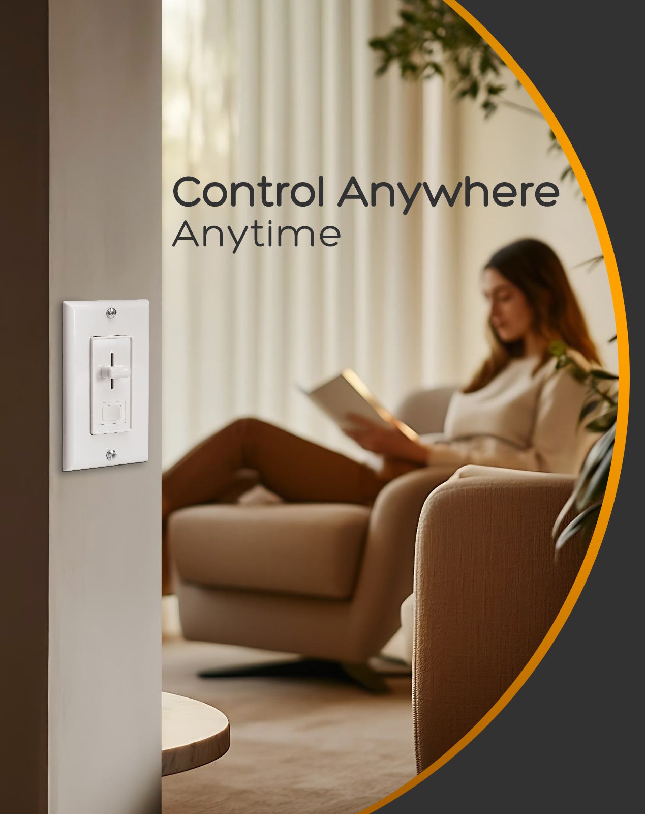 ELV Slide Dimmer Light Switch Pack Wall Plate Included UL Listed - Shine Decor