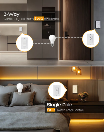 ELV Slide Dimmer Light Switch Pack Wall Plate Included UL Listed - Shine Decor