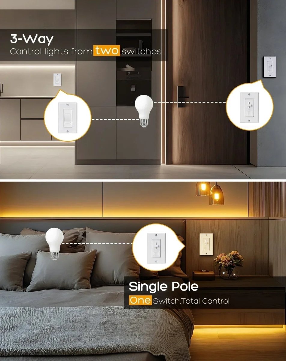 ELV Slide Dimmer Light Switch Pack Wall Plate Included UL Listed - Shine Decor