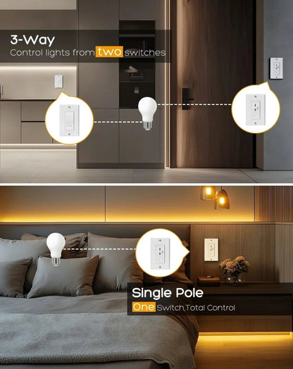 ELV Slide Dimmer Light Switch Pack Wall Plate Included UL Listed - Shine Decor