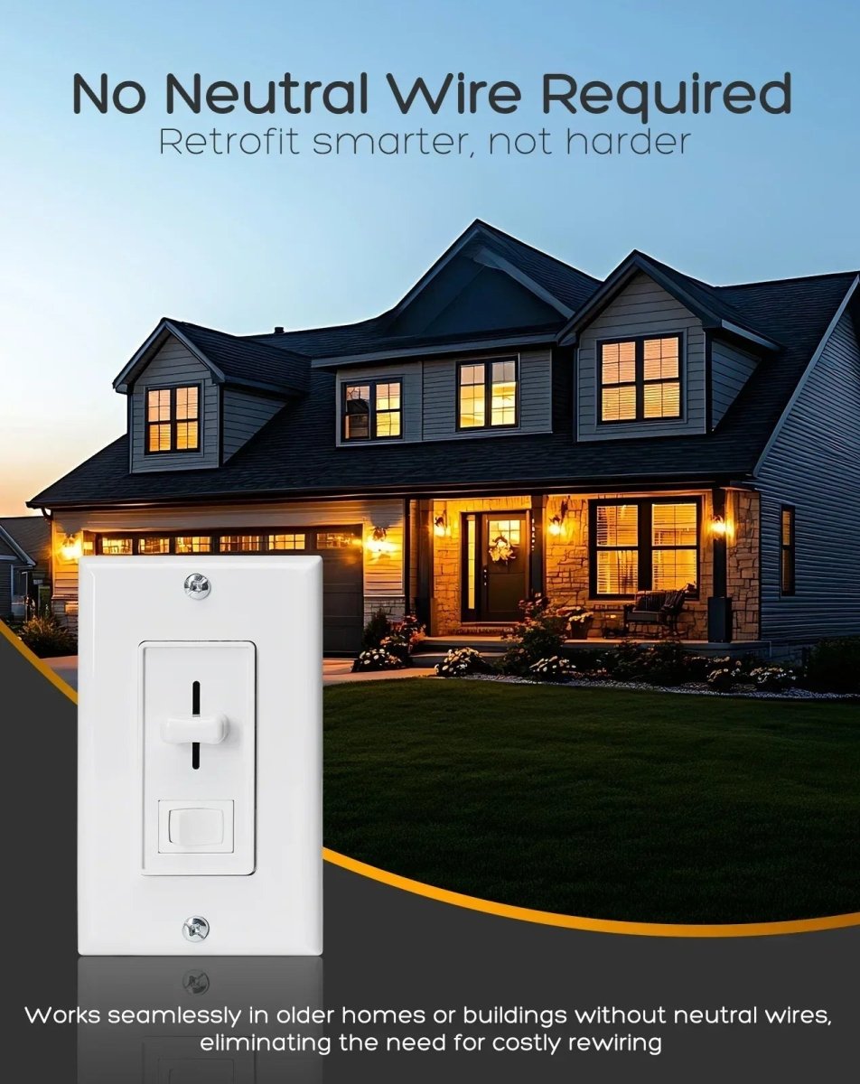 ELV Slide Dimmer Light Switch Pack Wall Plate Included UL Listed - Shine Decor