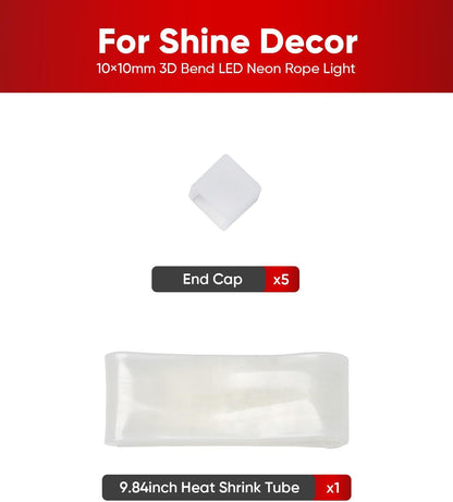 End Cap Pack for 120V 3D Bend LED Neon Rope Lights 10x10mm - Shine Decor