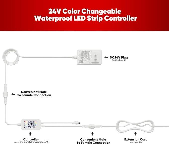 Extra Controller of 24V IP67 Pool Lighting Smart RGB Led Strip Solid Silicone - Shine Decor