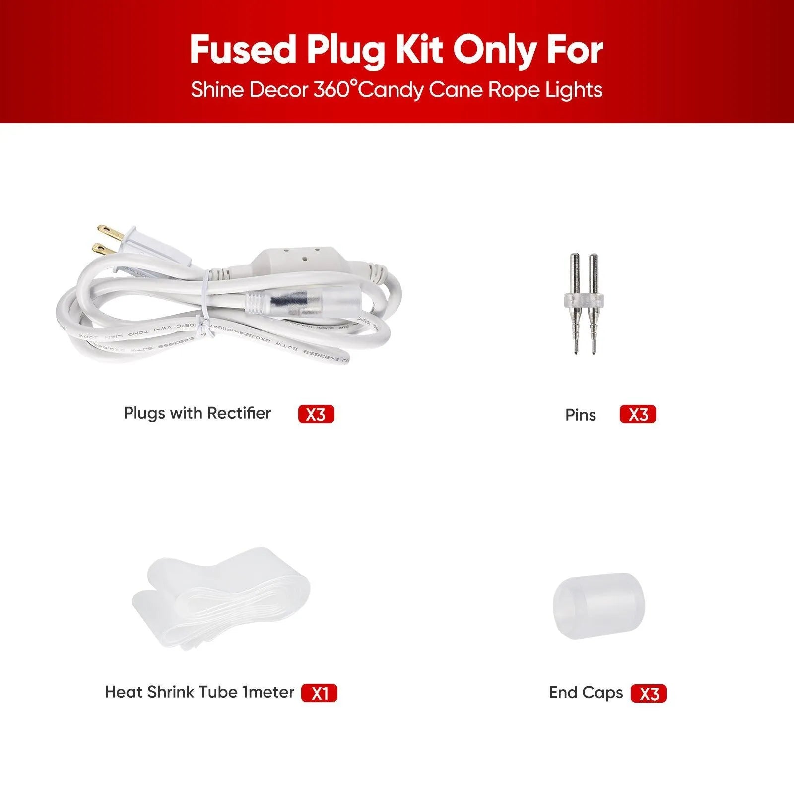 Extra Power Cord For 110V Candy Cane LED Rope Light And Patriotic Rope Light - Shine Decor