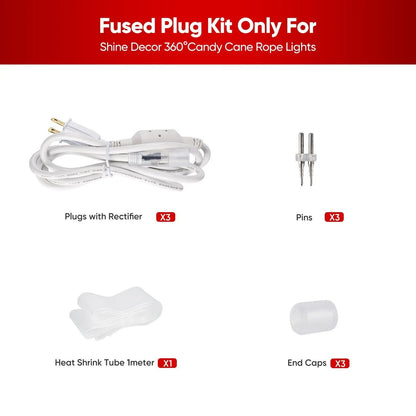 Extra Power Cord For 110V Candy Cane LED Rope Light And Patriotic Rope Light - Shine Decor