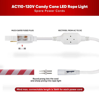 Extra Power Cord For 110V Candy Cane LED Rope Light - Shine Decor