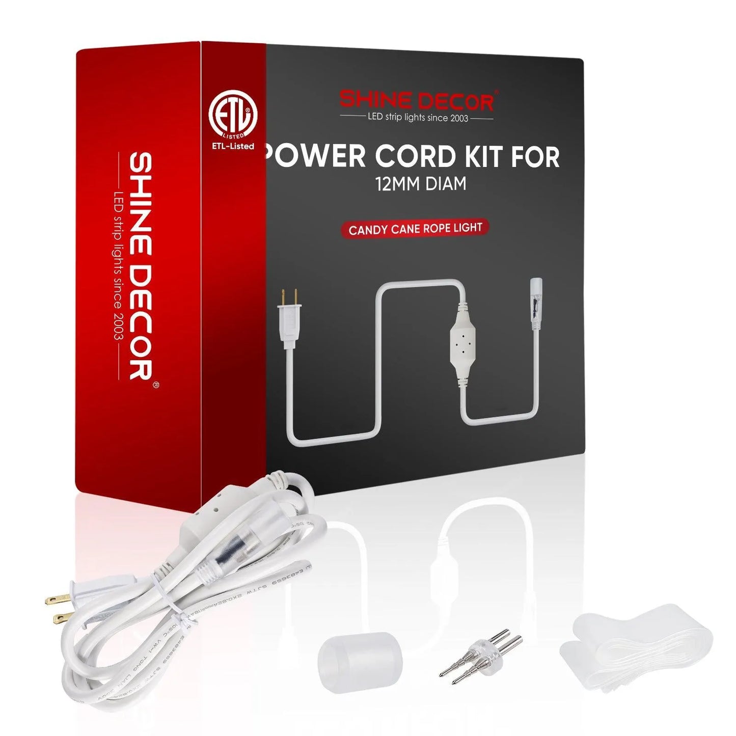 Extra Power Cord For 110V Candy Cane LED Rope Light And Patriotic Rope Light - Shine Decor