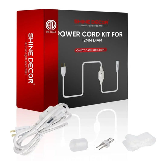 Extra Power Cord For 110V Candy Cane LED Rope Light And Patriotic Rope Light - Shine Decor