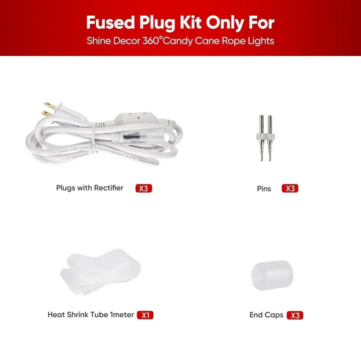 Extra Power Cord For 110V Candy Cane LED Rope Light And Patriotic Rope Light - Shine Decor