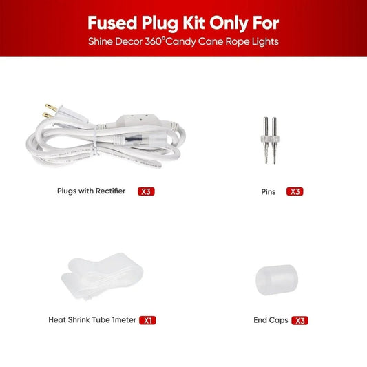 Extra Power Cord For 110V Candy Cane LED Rope Light And Patriotic Rope Light - Shine Decor