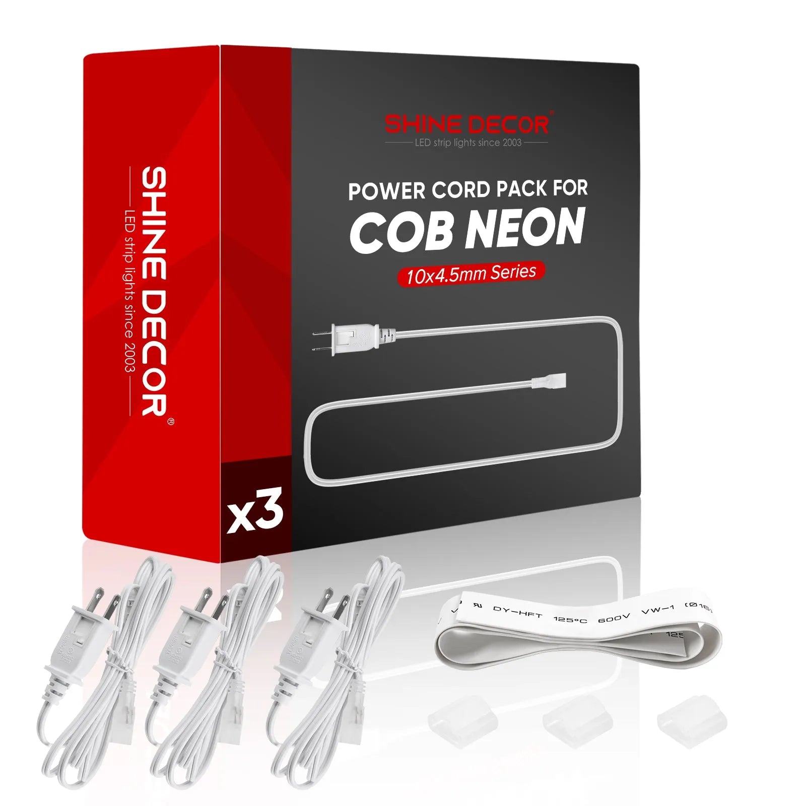 Extra Power Cord Pack 6FT for COB Neon/COB Strip - Shine Decor