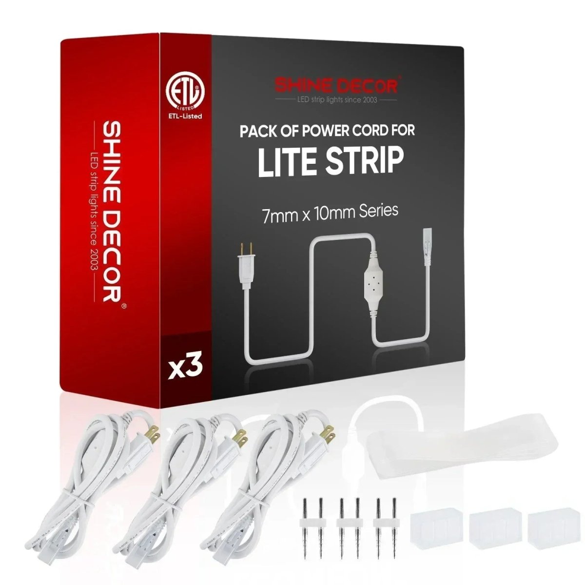 Extra Power Cord Pack for 110V 7*10mm Lite Strip - Shine Decor