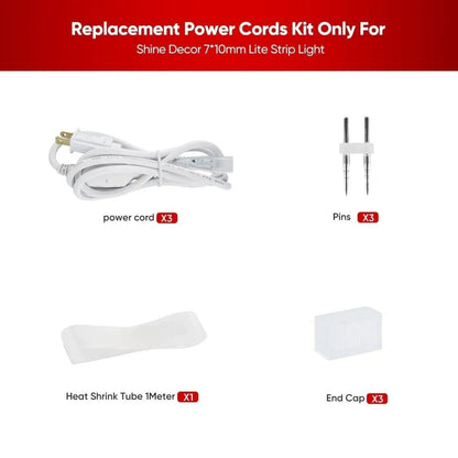 Extra Power Cord Pack for 110V 7*10mm Lite Strip - Shine Decor