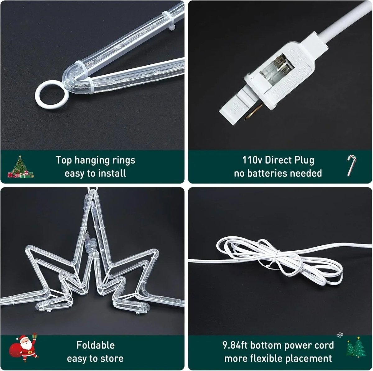 Large Star of Bethlehem Blue White Color, Plug In Motif Christmas Light - Shine Decor