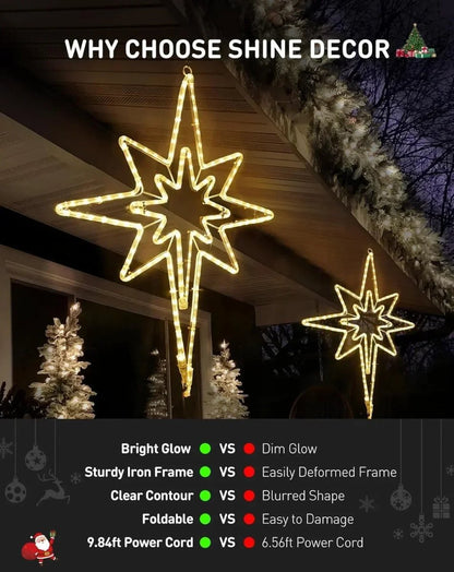 Large Star of Bethlehem Warm White, Plug In Motif Christmas Light - Shine Decor