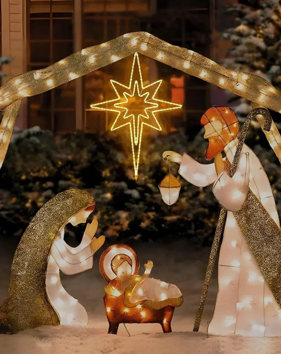 Large Star of Bethlehem Warm White, Plug In Motif Christmas Light - Shine Decor