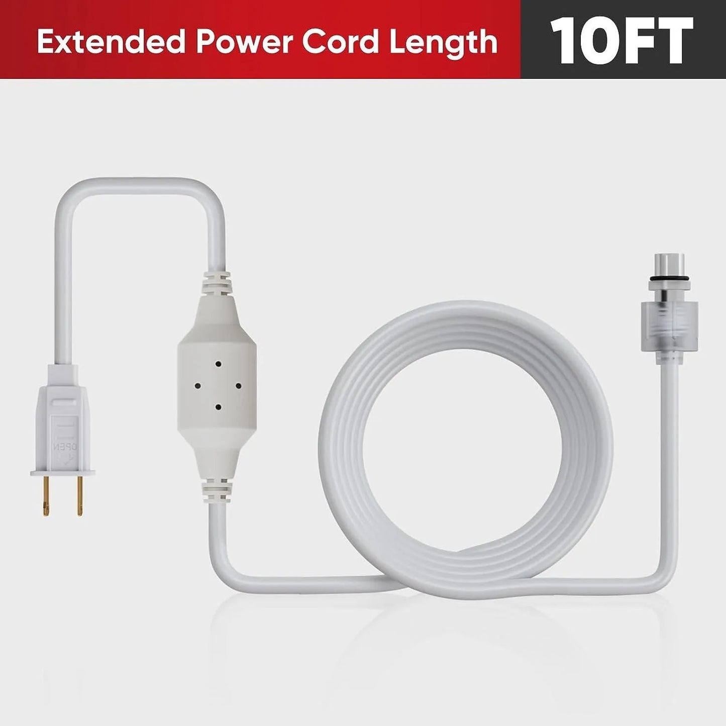 Male-to-Female 10FT Extended Power Cord Wire for LED Neon Rope Lights LED Strip Lights - Shine Decor