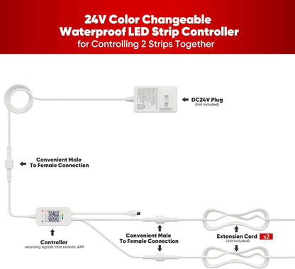 Replacing Controller of 24V IP68 Pool Lighting Smart RGB Led Strip Solid Silicone - Shine Decor