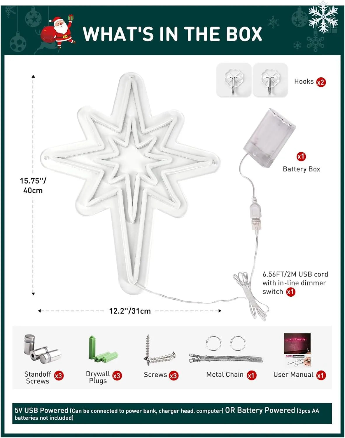 Small Star of Bethlehem Bright Warm White USB & Battery Christmas Light - Shine Decor