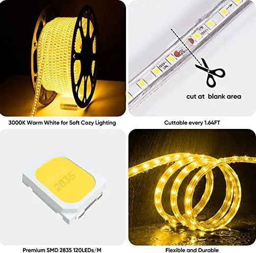 120V LED Strip 6500K/3000K White Pro Premium Strip 430Lumens/M - Shine Decor