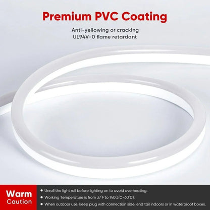 120V Neon Rope Light, 6500K Cool White Uniform Glow Neon 220Lumens/M - Shine Decor