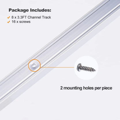 Aluminum Track Channel 3.3FT Pack of 8pcs For 110V Led Neon Light Single Color - Shine Decor