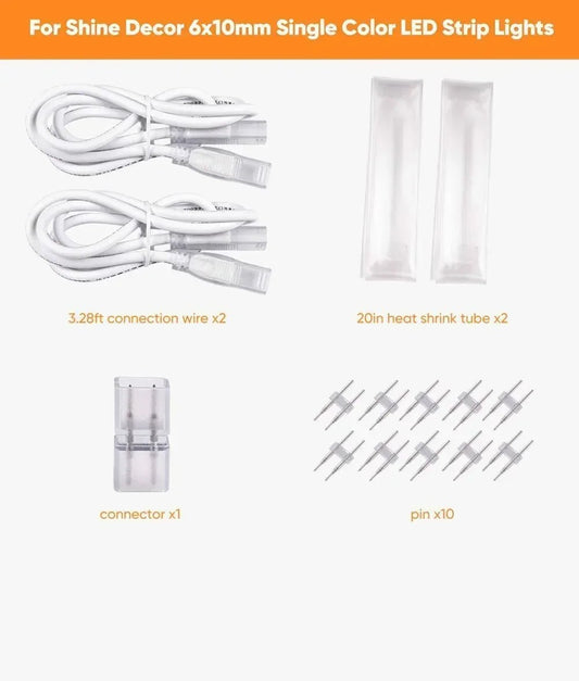 Connector Kit for 110V LED Strip Light-6x10mm Proselect strip - Shine Decor