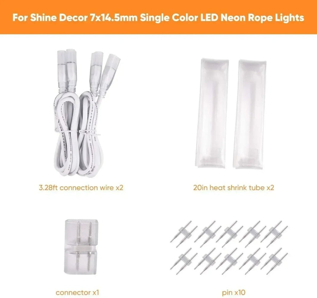 Shine Decor 120V Neon Rope Light Led Strip Connector Kit Jumper Wire