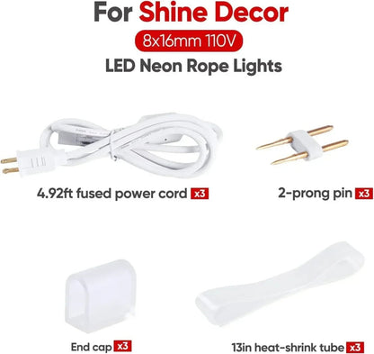 Extra Power Cord Pack for 110V 8x16mm Led Neon Light Eco Neon and Lum Neon - Shine Decor