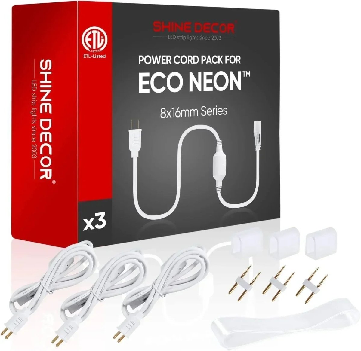 Shine Decor Led Neon Rope/Led Strip Power Cord Pack Collection